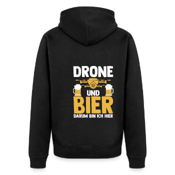 Drohne Pilot Quadcopter Geschenk - Unisex Premium Bio Zip Hoodie - Schwarz - Hinten - Nico (187cm)