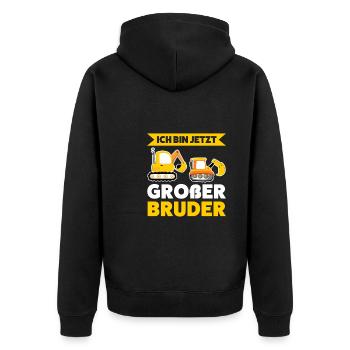 Großer Bruder Bagger Grosser Bruder Geschenk - Unisex Premium Bio Zip Hoodie - Schwarz - Hinten - Nico (187cm)