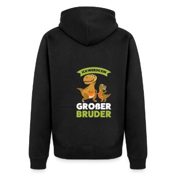 Großer Bruder Dinosaurier Kinder Geschenk - Unisex Premium Bio Zip Hoodie - Schwarz - Hinten - Nico (187cm)