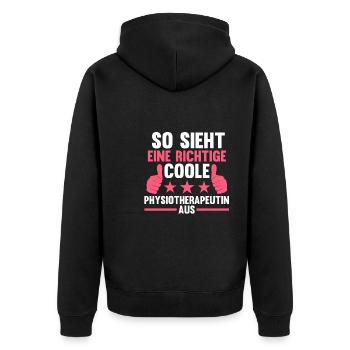 Physiotherapeutin Beruf Physiotherapie Geschenk - Unisex Premium Bio Zip Hoodie - Schwarz - Hinten - Nico (187cm)