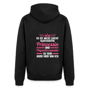 Physiotherapeutin Beruf Physio Geschenk - Unisex Premium Bio Zip Hoodie - Schwarz - Hinten - Nico (187cm)