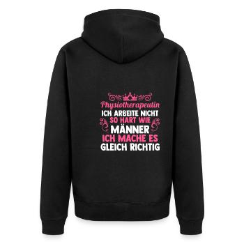 Physiotherapeutin Beruf Physio Geschenk - Unisex Premium Bio Zip Hoodie - Schwarz - Hinten - Nico (187cm)
