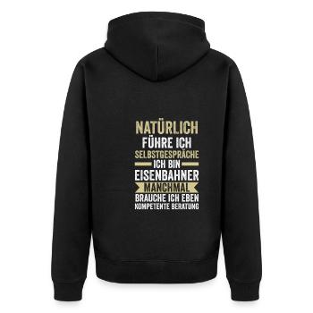 Eisenbahner Beruf Lokführer Geschenk - Unisex Premium Bio Zip Hoodie - Schwarz - Hinten - Nico (187cm)