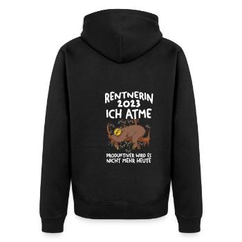 Rentnerin 2023 Faultier Rentnerin Geschenk - Unisex Premium Bio Zip Hoodie - Schwarz - Hinten - Nico (187cm)