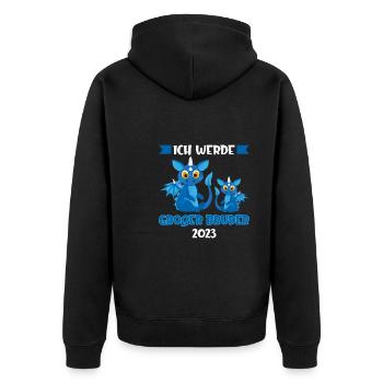 Großer Bruder 2023 Drache Grosser Bruder Geschenk - Unisex Premium Bio Zip Hoodie - Schwarz - Hinten - Nico (187cm)