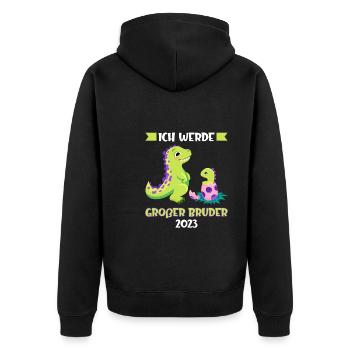 Großer Bruder 2023 Dinosaurier Grosser Bruder Gesc - Unisex Premium Bio Zip Hoodie - Schwarz - Hinten - Nico (187cm)