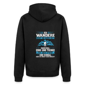 Wandern Berge Wanderer Geschenk - Unisex Premium Bio Zip Hoodie - Schwarz - Hinten - Nico (187cm)