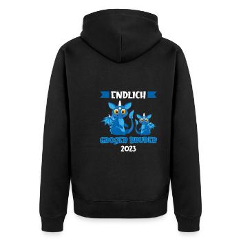 Großer Bruder 2023 Drache Grosser Bruder Geschenk - Unisex Premium Bio Zip Hoodie - Schwarz - Hinten - Nico (187cm)