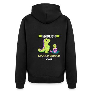 Großer Bruder 2023 Dinosaurier Grosser Bruder Gesc - Unisex Premium Bio Zip Hoodie - Schwarz - Hinten - Nico (187cm)