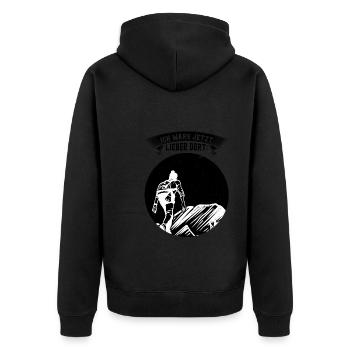 Wandern Berge Bergsteiger Geschenk - Unisex Premium Bio Zip Hoodie - Schwarz - Hinten - Nico (187cm)