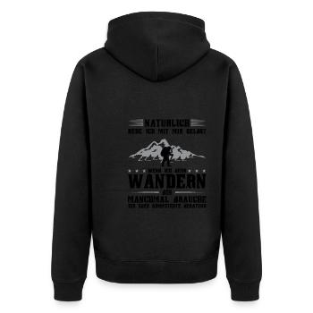 Wandern Berge Bergsteiger Geschenk - Unisex Premium Bio Zip Hoodie - Schwarz - Hinten - Nico (187cm)