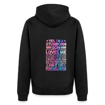 Sohn & Mutter Familie Mama Geschenk - Unisex Premium Bio Zip Hoodie - Schwarz - Hinten - Nico (187cm)