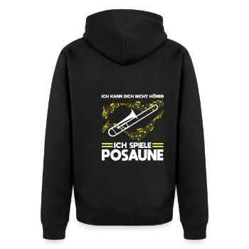 Posaune Musiker Posaunenspieler Geschenk - Unisex Premium Bio Zip Hoodie - Schwarz - Hinten - Nico (187cm)