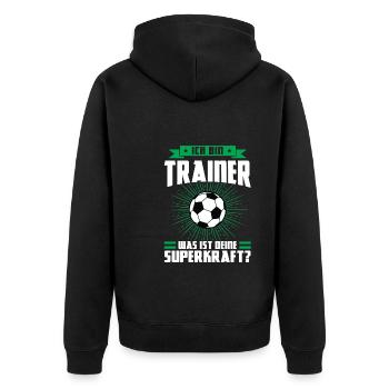 Fußball Trainer Sport Fußballer Coach Geschenk - Unisex Premium Bio Zip Hoodie - Schwarz - Hinten - Nico (187cm)