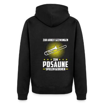 Posaune Musiker Posaunen Spieler Geschenk - Unisex Premium Bio Zip Hoodie - Schwarz - Hinten - Nico (187cm)
