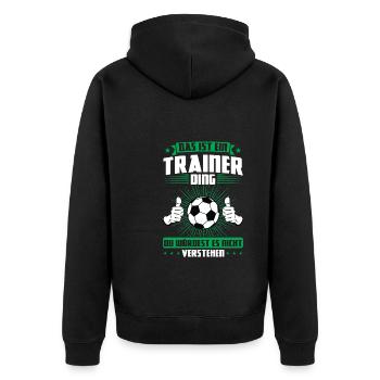 Fußball Trainer Sport Fußballtrainer Geschenk - Unisex Premium Bio Zip Hoodie - Schwarz - Hinten - Nico (187cm)