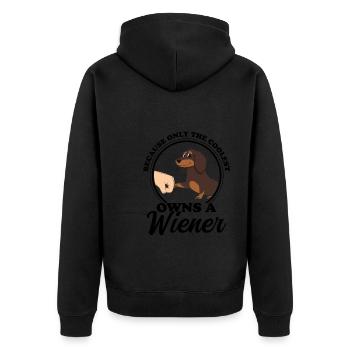 dachshund wiener wiener geschenk - Unisex Premium Bio Zip Hoodie - Schwarz - Hinten - Nico (187cm)