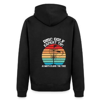 Discgolfer Discgolf Discgolfing Geschenk - Unisex Premium Bio Zip Hoodie - Schwarz - Hinten - Nico (187cm)