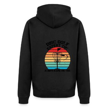 Discgolfer Discgolf Discgolfing Geschenk - Unisex Premium Bio Zip Hoodie - Schwarz - Hinten - Nico (187cm)
