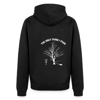 Discgolfer Discgolf Discgolfing Geschenk - Unisex Premium Bio Zip Hoodie - Schwarz - Hinten - Nico (187cm)