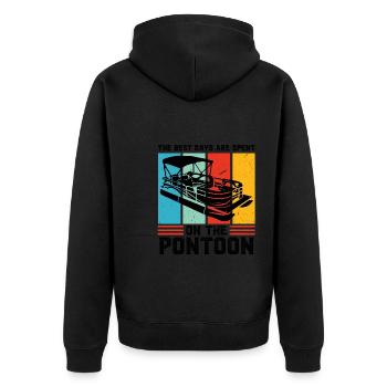 Ponton Pontonierboot Geschenk - Unisex Premium Bio Zip Hoodie - Schwarz - Hinten - Nico (187cm)