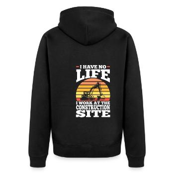 Baustelle Bauherr Geschenk - Unisex Premium Bio Zip Hoodie - Schwarz - Hinten - Nico (187cm)