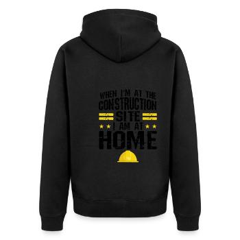 Baustelle Bauherr Geschenk - Unisex Premium Bio Zip Hoodie - Schwarz - Hinten - Nico (187cm)
