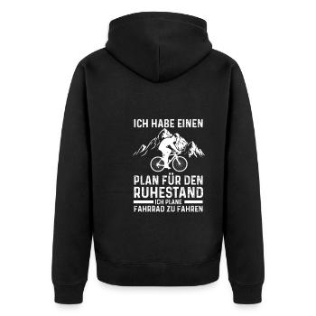 Fahrrad Rentner Fahrradfahrer Geschenk - Unisex Premium Bio Zip Hoodie - Schwarz - Hinten - Nico (187cm)