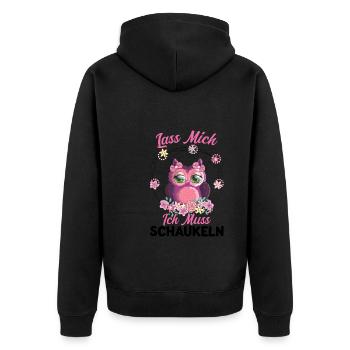 Eule Vogel Eulen Geschenk - Unisex Premium Bio Zip Hoodie - Schwarz - Hinten - Nico (187cm)