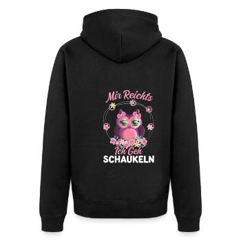 Eule Vogel Schaukeln Geschenk - Unisex Premium Bio Zip Hoodie - Schwarz - Hinten - Nico (187cm)