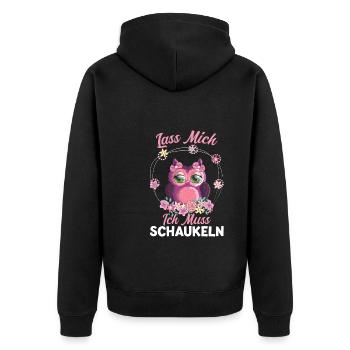 Eule Vogel Schaukeln Geschenk - Unisex Premium Bio Zip Hoodie - Schwarz - Hinten - Nico (187cm)