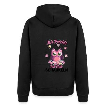 Eule Vogel Eulen Liebhaber Geschenk - Unisex Premium Bio Zip Hoodie - Schwarz - Hinten - Nico (187cm)