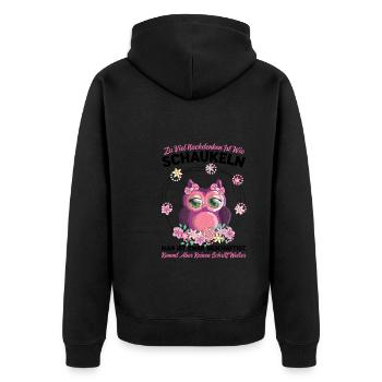 Eule Vogel Eulen Geschenk - Unisex Premium Bio Zip Hoodie - Schwarz - Hinten - Nico (187cm)