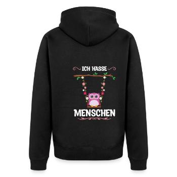 Eule Vogel Schaukeln Geschenk - Unisex Premium Bio Zip Hoodie - Schwarz - Hinten - Nico (187cm)