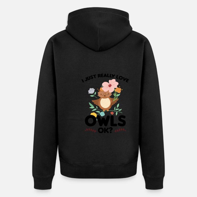 Eule Vogel Eulen Fans Geschenk - Unisex Premium Bio Zip Hoodie - Schwarz