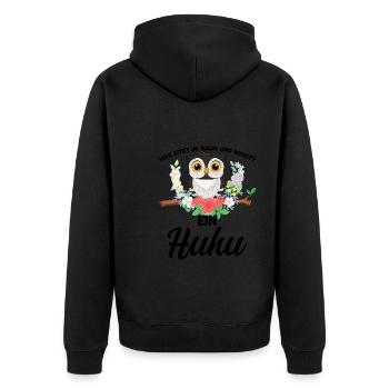 Eule Vogel Vögel Geschenk - Unisex Premium Bio Zip Hoodie - Schwarz - Hinten - Nico (187cm)