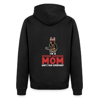 Deutscher Schäferhund Deutsche Schäferhund-Mama De - Unisex Premium Bio Zip Hoodie - Schwarz - Hinten - Nico (187cm)