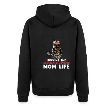 Deutscher Schäferhund Deutsche Schäferhund-Mama De - Unisex Premium Bio Zip Hoodie - Schwarz - Hinten - Nico (187cm)
