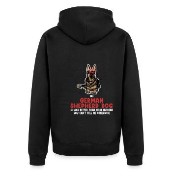 Deutscher Schäferhund Deutsche Schäferhund-Mama De - Unisex Premium Bio Zip Hoodie - Schwarz - Hinten - Nico (187cm)