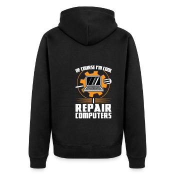 Technischer Support Computertechniker Technischer - Unisex Premium Bio Zip Hoodie - Schwarz - Hinten - Nico (187cm)