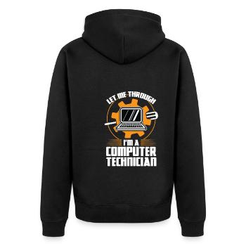 Technischer Support Computertechniker Technischer - Unisex Premium Bio Zip Hoodie - Schwarz - Hinten - Nico (187cm)