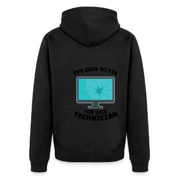 Technischer Support Computertechniker Technischer - Unisex Premium Bio Zip Hoodie - Schwarz - Hinten - Nico (187cm)