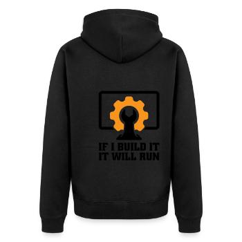 Technischer Support Computertechniker Technischer - Unisex Premium Bio Zip Hoodie - Schwarz - Hinten - Nico (187cm)