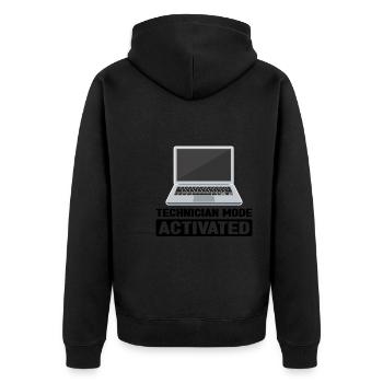 Technischer Support Computertechniker Technischer - Unisex Premium Bio Zip Hoodie - Schwarz - Hinten - Nico (187cm)