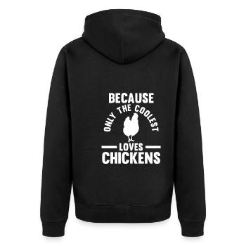 Hühnerhaltung Tierhaltung Geschenk - Unisex Premium Bio Zip Hoodie - Schwarz - Hinten - Nico (187cm)