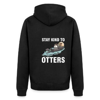 Otterliebhaber Otterkaffee Otterbesitzer Geschenk - Unisex Premium Bio Zip Hoodie - Schwarz - Hinten - Nico (187cm)
