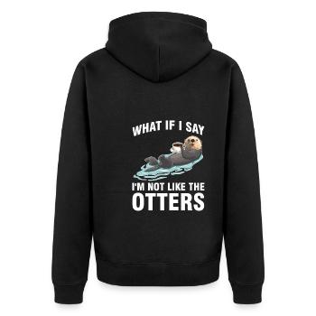 Otterliebhaber Otterkaffee Otterbesitzer Geschenk - Unisex Premium Bio Zip Hoodie - Schwarz - Hinten - Nico (187cm)