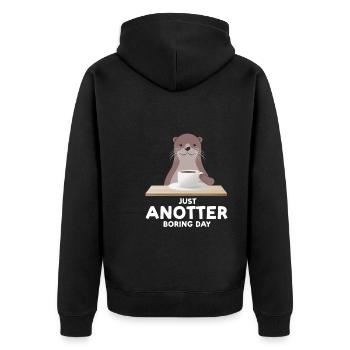 Otterliebhaber Otterkaffee Otterbesitzer Geschenk - Unisex Premium Bio Zip Hoodie - Schwarz - Hinten - Nico (187cm)