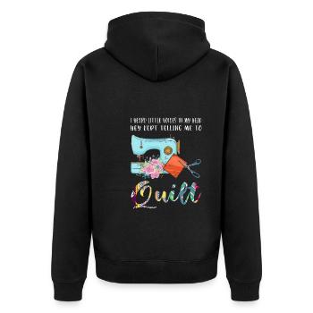 Quilten Quilten Quilting Maschine Geschenk - Unisex Premium Bio Zip Hoodie - Schwarz - Hinten - Nico (187cm)