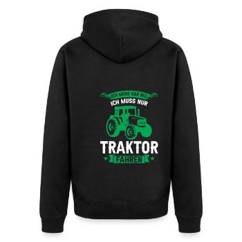 Traktor Trecker Traktoren Geschenk - Unisex Premium Bio Zip Hoodie - Schwarz - Hinten - Nico (187cm)